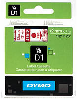Лента D1 пластиковая Dymo прозрачная 12мм х 7м для LabelManager/LabelPoint Красный