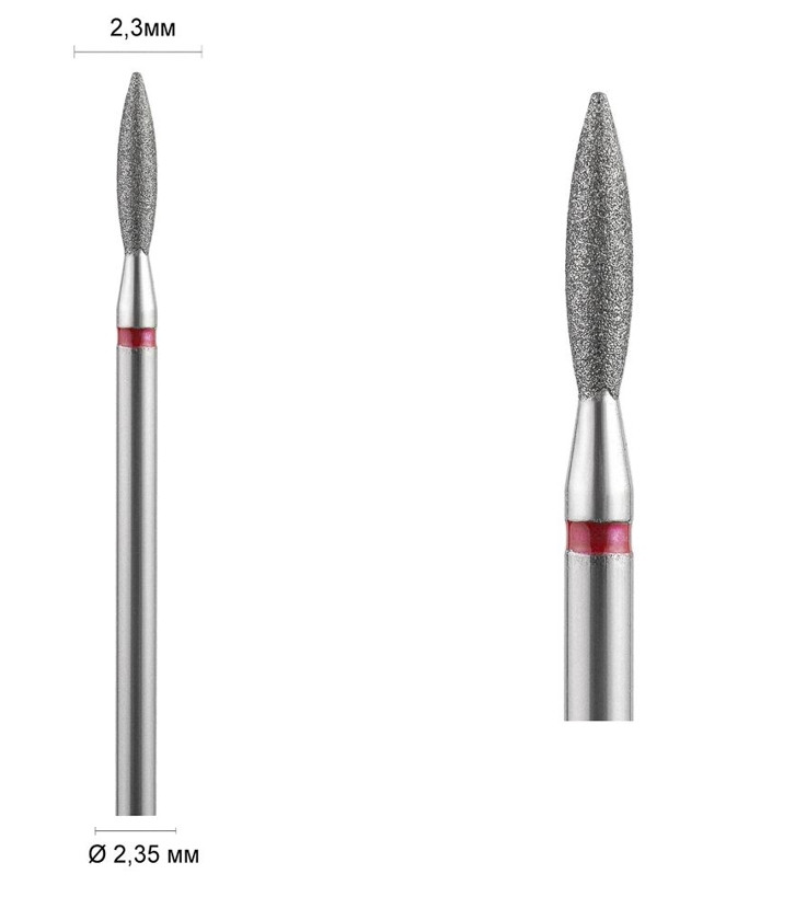 Фреза алмазна Ø 2,3 мм 244 безпечне полум'я, червона насічка 514-023 DLX, фото 1