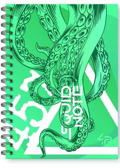 Зошит А5 48арк., в клітинку, на спіралі, м'яка обкладинка Profiplan Squid note green