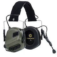 Тактичні активні навушники EARMOR M32H з мікрофоном з шумоподавленням для стрільби балістичні олива