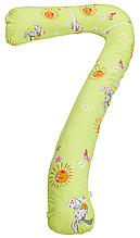 Подушка для вагітних і годування Сімка Г-подібна 158х93 см Зайченята на салатовому