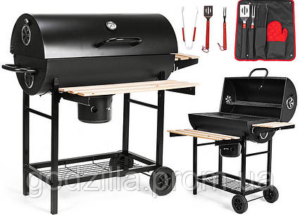 МАНГАЛ САДОВЫЙ 3 ПОЛКИ, ТЕРМОМЕТР, НАБОР ДЛЯ ГРИЛЯ 0367