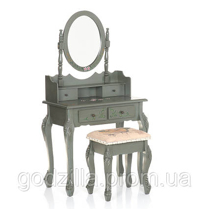 Туалетний столик зелено-сірий + стілець