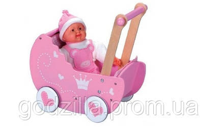 Барвиста дерев'яна коляска для ляльок