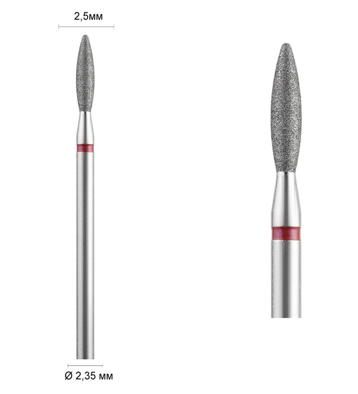 Фреза алмазна Ø 2,5 мм 244 безпечне полум'я, червона насічка 514-025 DLX, фото 1