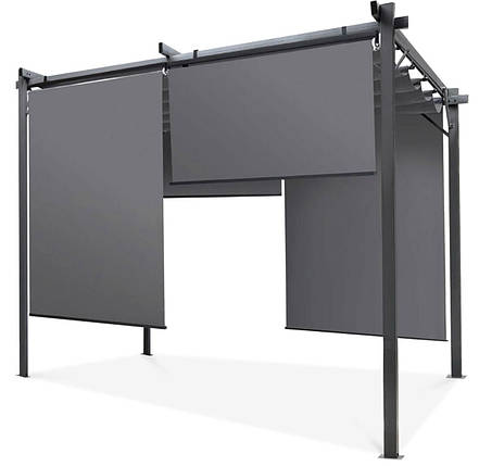 Пергола металева з рулонними шторами Anthracite/Grey Sprint Plus 3х3 м Hardmaister, фото 1