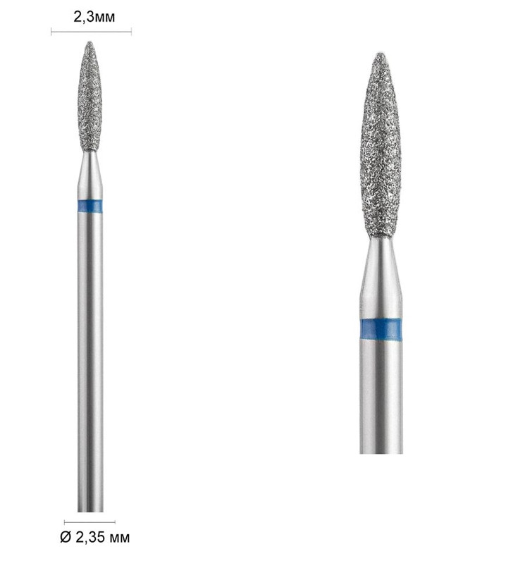Фреза алмазна Ø 2,3 мм 244 безпечне полум'я, синя насічка 524-023 DLX, фото 1