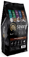 Сухий корм для дорослих кішок із чутливим травленням Savory Adult Cat Fresh Lamb Turkey 8 кг.