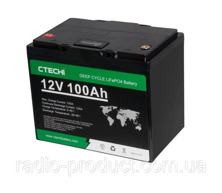 Акумулятор високої ємності CTECHi LiFePO4 12V 100Ah