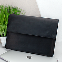 Чохол для MacBook Air 13" шкіряний на магнітах (папка-конверт А4) Handycover 801 чорний крейзі