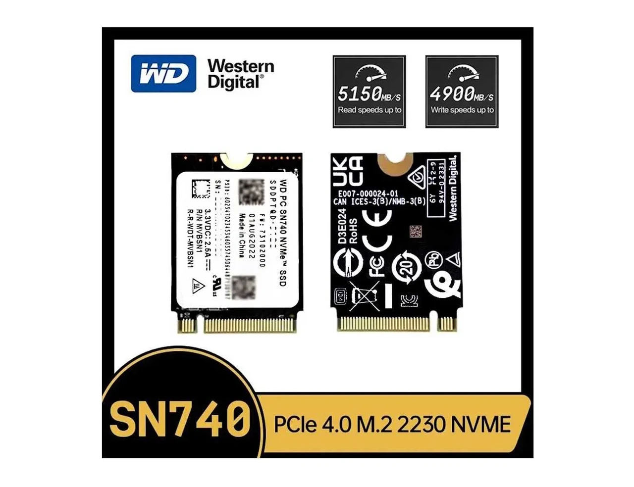 Western Digital SN740 2TB 2230 SSD M.2 NVMe Steam Deck/Surface/PC