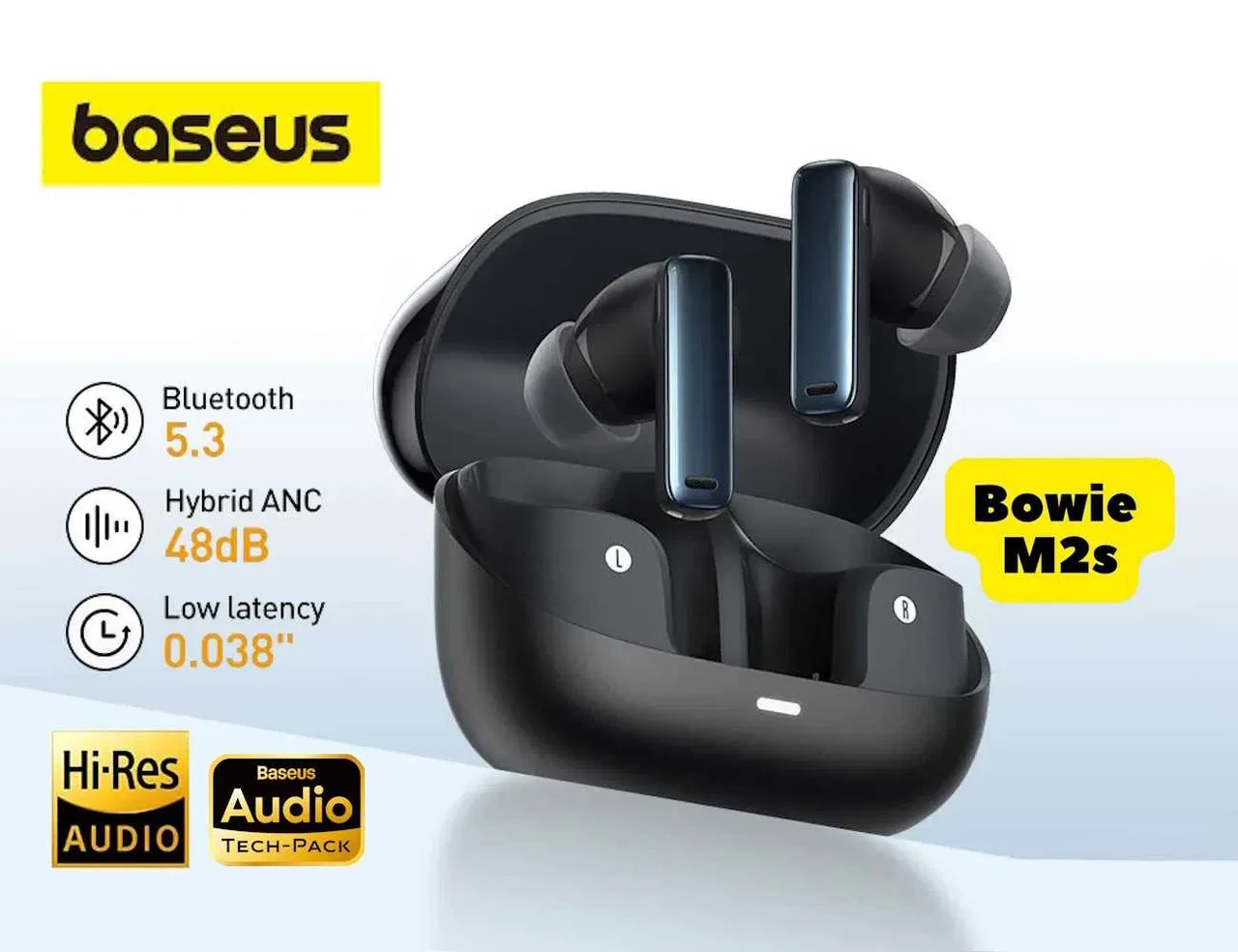 Навушники Baseus Bowie M2s ANC TWS для iPhone/Android black