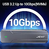 Зовнішній адаптер JEYI M.2 NVMe 2280 PCIe SSD to USB 3.2 Gray кишеня, фото 5