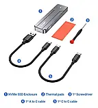 Зовнішній адаптер JEYI M.2 NVMe 2280 PCIe SSD to USB 3.2 Gray кишеня, фото 9