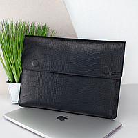 Чохол для MacBook Air 13" шкіряний на магнітах (папка-конверт А4) Handycover 801 чорний крокодил
