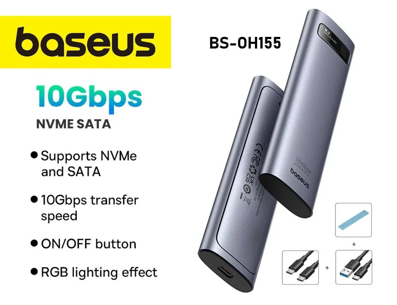 Зовнішня кишеня Baseus M2 SSD Case NVME SATA Dual Protocol USB 3.2 Gen2