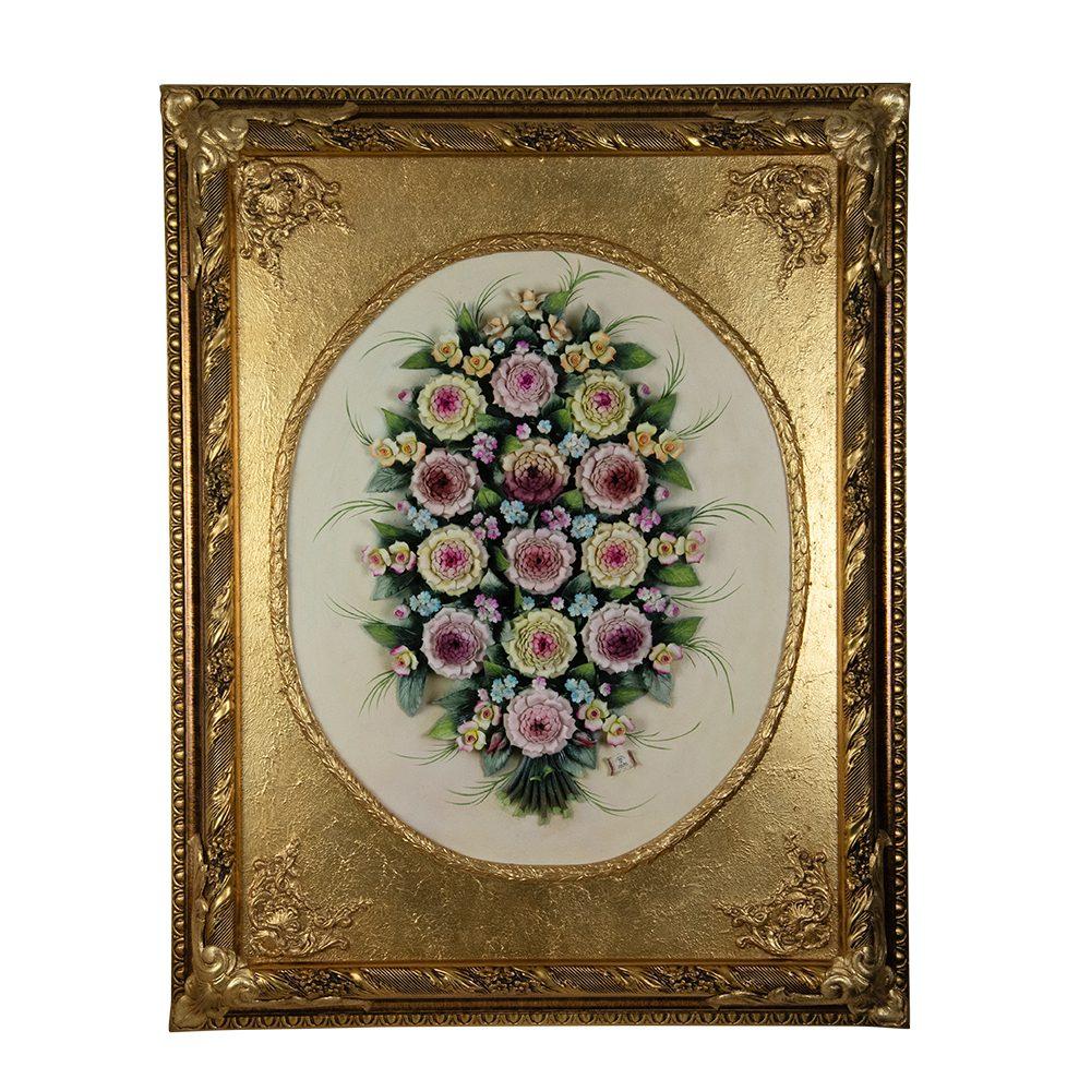 Картина с фарфоровыми цветами, 85х75 см