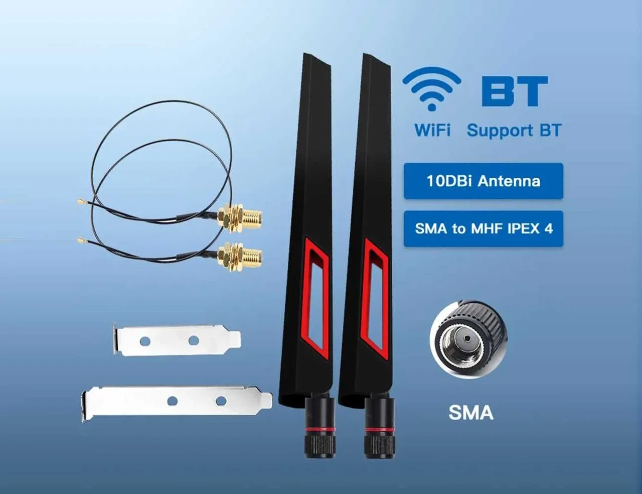 Антена Wi-Fi 2 шт 10Dbi 2.4G/5GHz Dual Band MHF4 Extension AX210/AX200