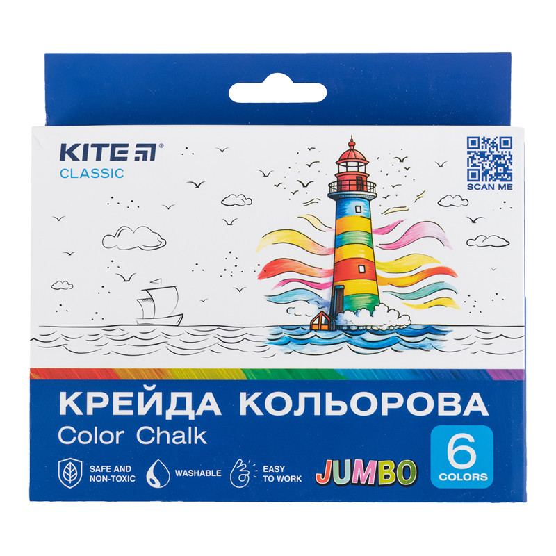 Крейда кольор." Kite" Jumbo  6 кол. Classic K-073