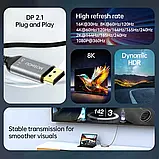 Кабель MOSHOU USB-C to DisplayPort 2.1 16K30Hz 8K120Hz Thunderbolt 4/3, фото 3