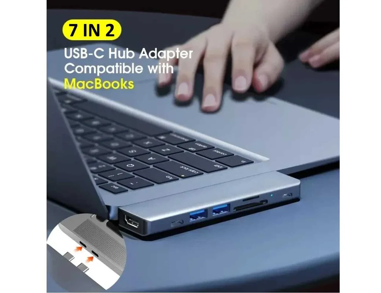 USB Хаб 7 у 2 Vothoon USB3.0/USB-C/HDMI/TF/SD/PD 68W для MacBook Pro