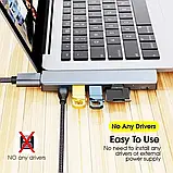USB Хаб 7 у 2 Vothoon USB3.0/USB-C/HDMI/TF/SD/PD 68W для MacBook Pro, фото 6