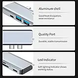 USB Хаб 7 у 2 Vothoon USB3.0/USB-C/HDMI/TF/SD/PD 68W для MacBook Pro, фото 8