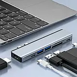 USB Хаб 7 у 2 Vothoon USB3.0/USB-C/HDMI/TF/SD/PD 68W для MacBook Pro, фото 9