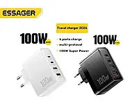 Зарядний пристрій Essager 100W GaN Quick Charger 2xUSB/2xUSB-C QC/PD