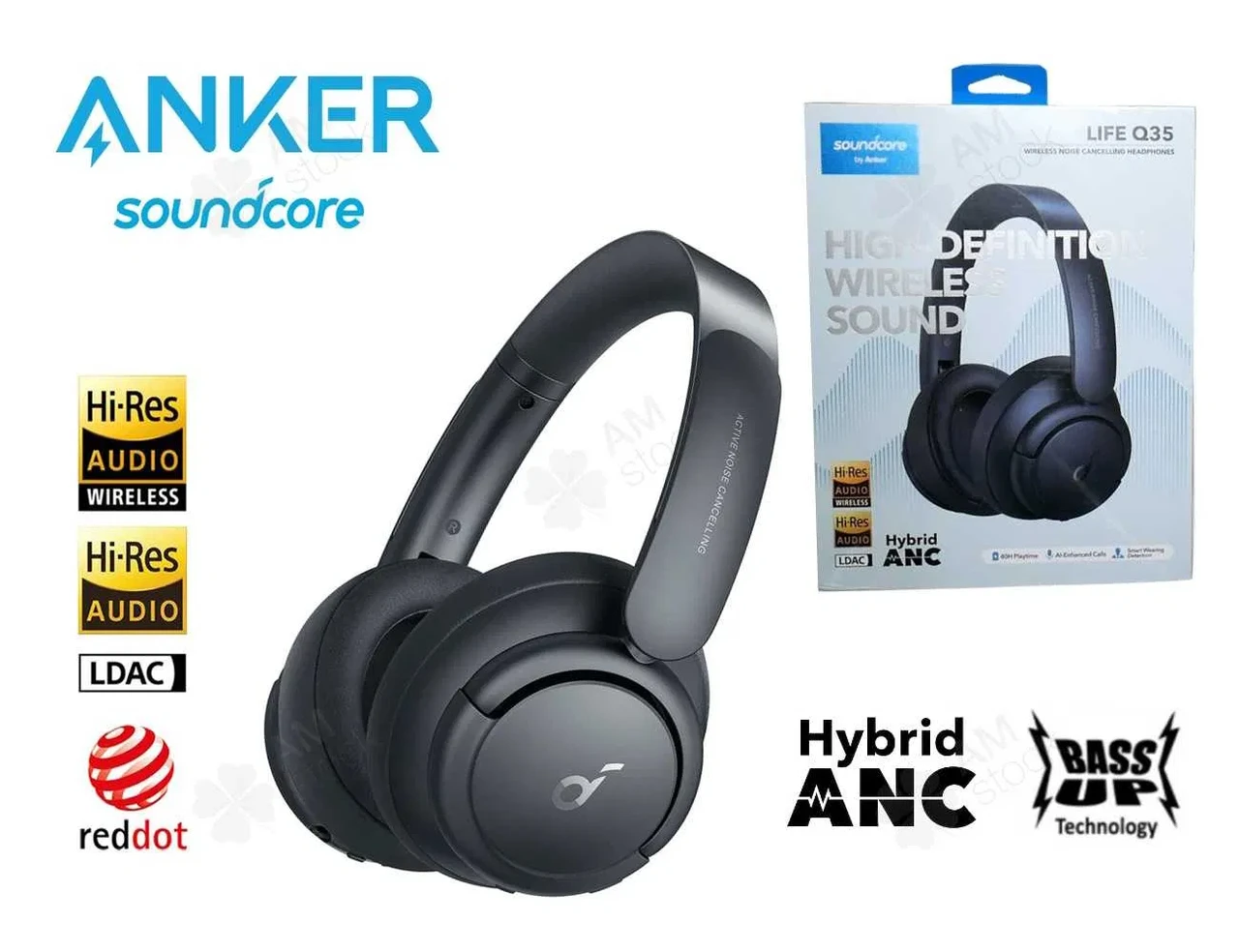 Наушники Anker Soundcore Life Q35 Black Hi-Res Audio ANC BT5 40H NFC
