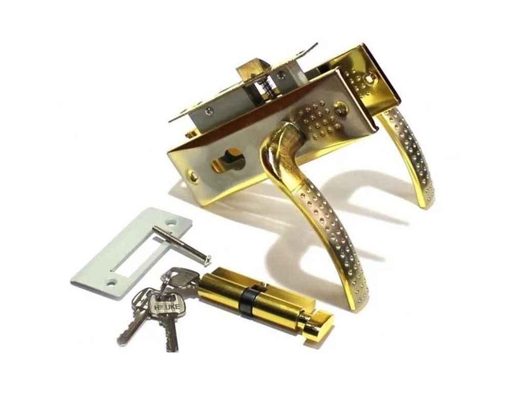 Замок врiзний з циліндром S 16 SNGP (PL32-H14) сатин/золото ТМ ФУРОР BP, фото 1