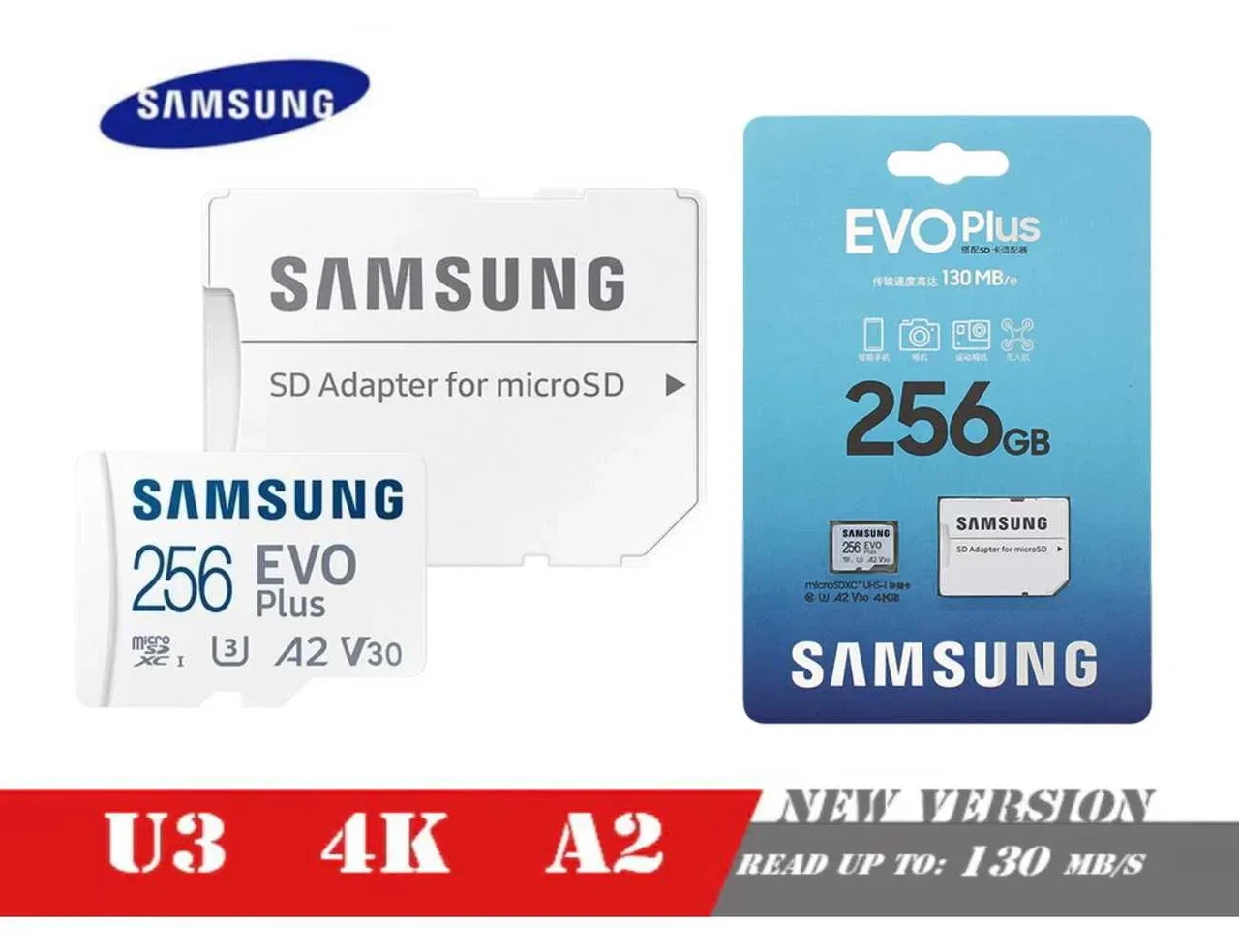 Картка пам'яті Samsung EVO Plus 256Gb microSDXC UHS-I U3 V30 A2 4K