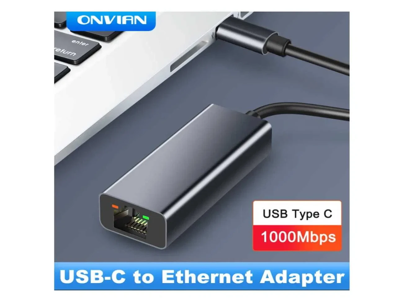 Адаптер Onvian Aluminum з USB-C на Gigabit Ethernet Adapter MacBook
