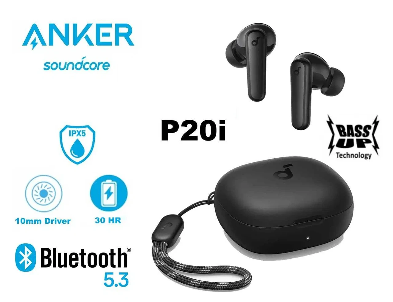 Навушники Anker Soundcore P20i Bluetooth для iPhone/Android навушники