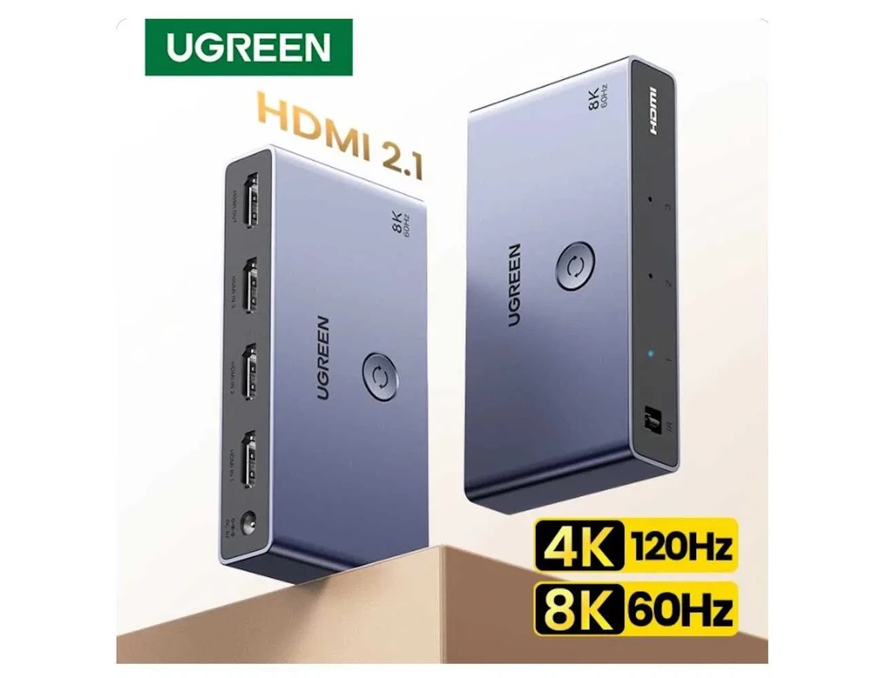Перемикач сплітер UGREEN HDMI 2.1 Switch (3 in 1 out) 8K UltraHD