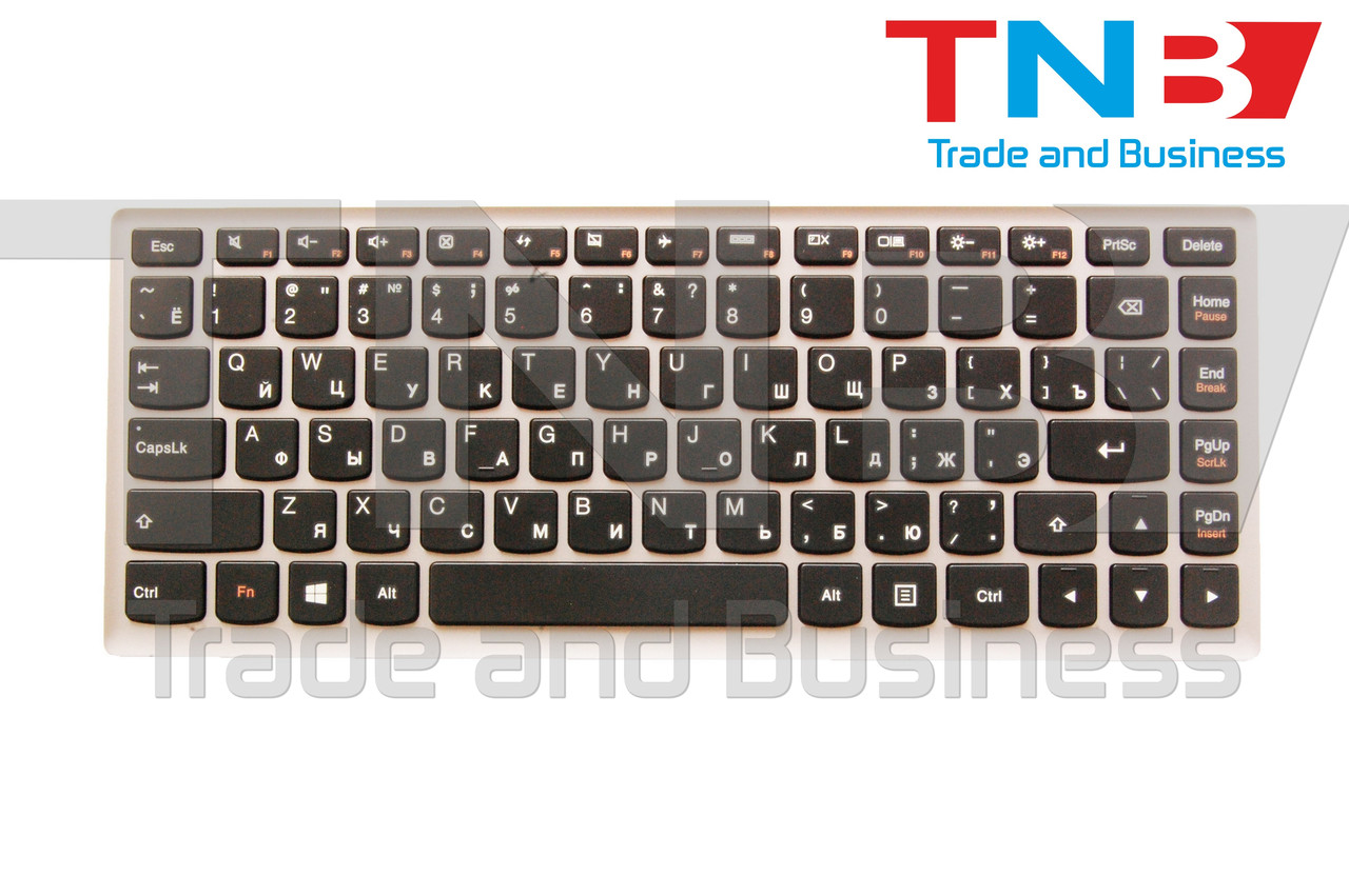 Клавіатура Lenovo IdeaPad Z400 чорна с серебристой рамкой RUUS