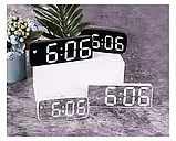 Настільний електронний LED-годинник, будильник, термометр black/white, фото 3