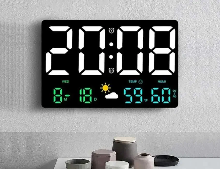 Настільний/настінний електронний LED годинник, термометр, гігрометр