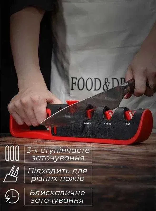 Точилка для ножів та ножиць з регулюванням кута заточування