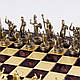 Шахи «Греча міфологія» фігури золоті/коричневі, червона дошка — 36х36 см, фото 2