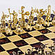 Шахи «Греча міфологія» фігури золоті/коричневі, червона дошка — 36х36 см, фото 4