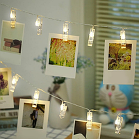 Гірлянда для декору на стіну світлодіодна «Нитка з прищіпками» ZB-011 W 3хАА + USB (3м/20LED) біла