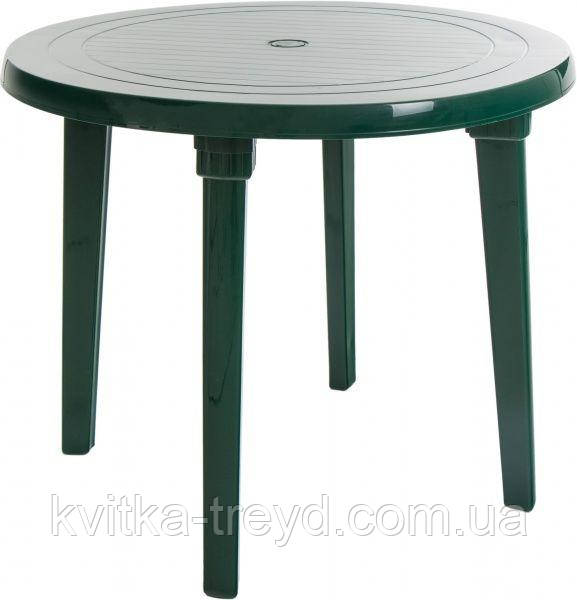 Стіл пластиковий круглий 90x90 см зелений, фото 1