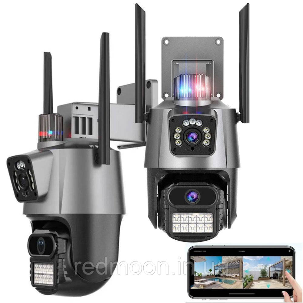 Комплект 2шт Вулична WIFI камера відеоспостереження 8MP, Full HD / Охоронна камера з сиреною / IP камера