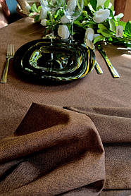 Скатертина для столу 140х190см "Рогожа Коричнева" (Оксфорд)