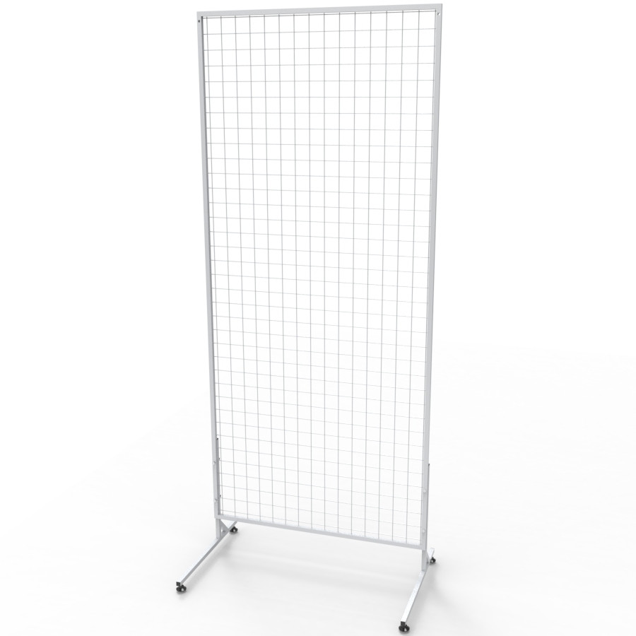 Торгова сітка в рамці на ніжках 100х180 см, осередок 50 мм, профіль 15 мм, біла