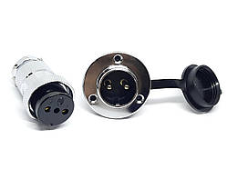 Роз'єм GX25-2pin комплект (Гніздо з фланцем + штекер)