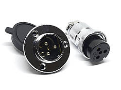 Роз'єм GX25-3pin комплект (Гніздо з фланцем + штекер)