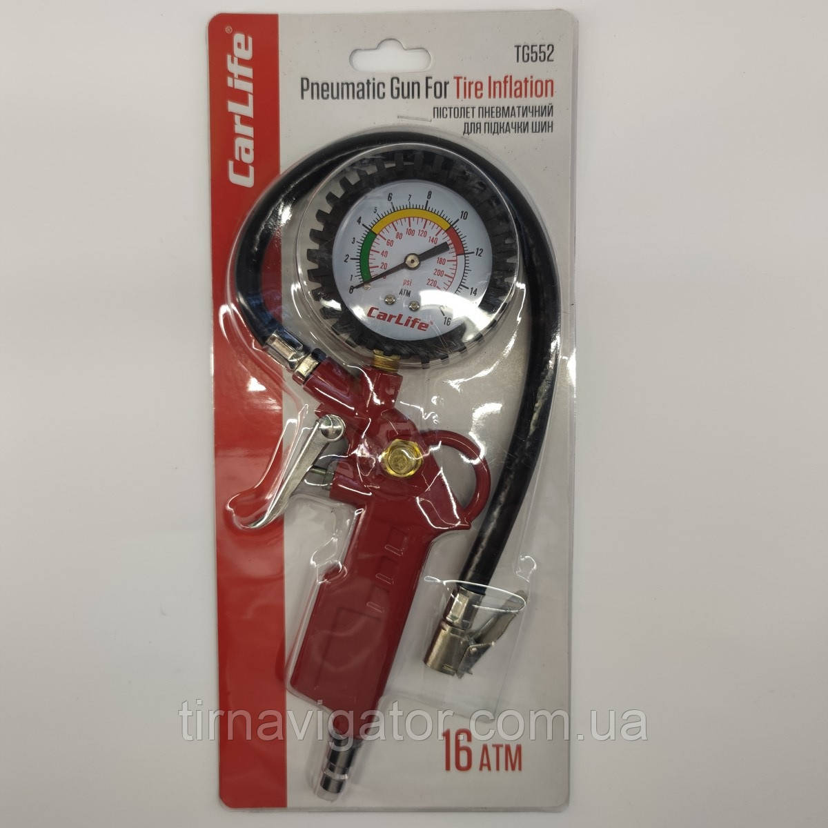Пістолет з манометром для підкачки коліс TG552 CarLife, фото 1