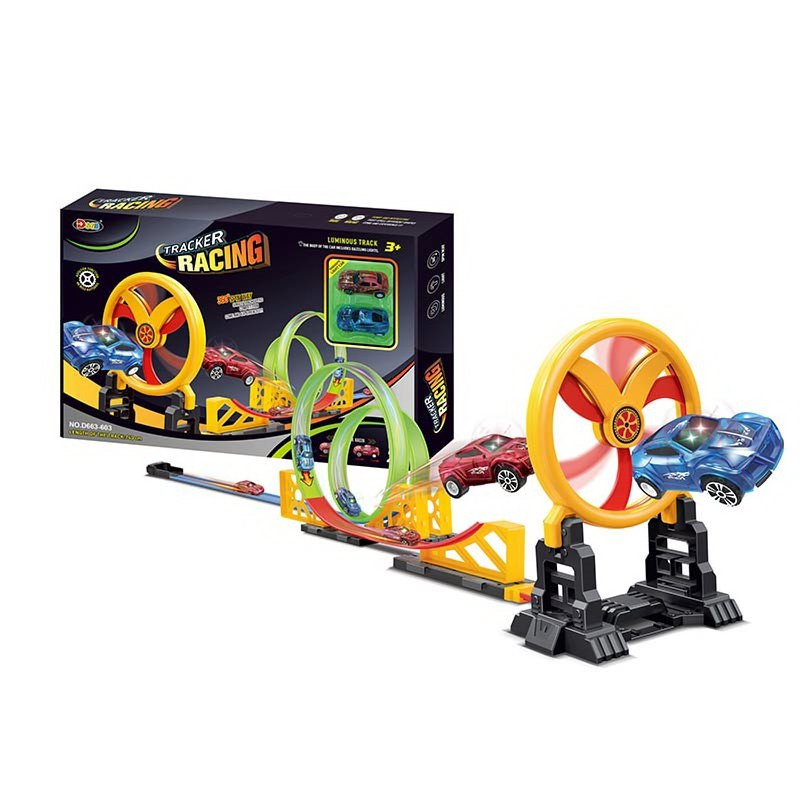 Трек із трампліном, 2 петлями та машинками D663-603, фото 1